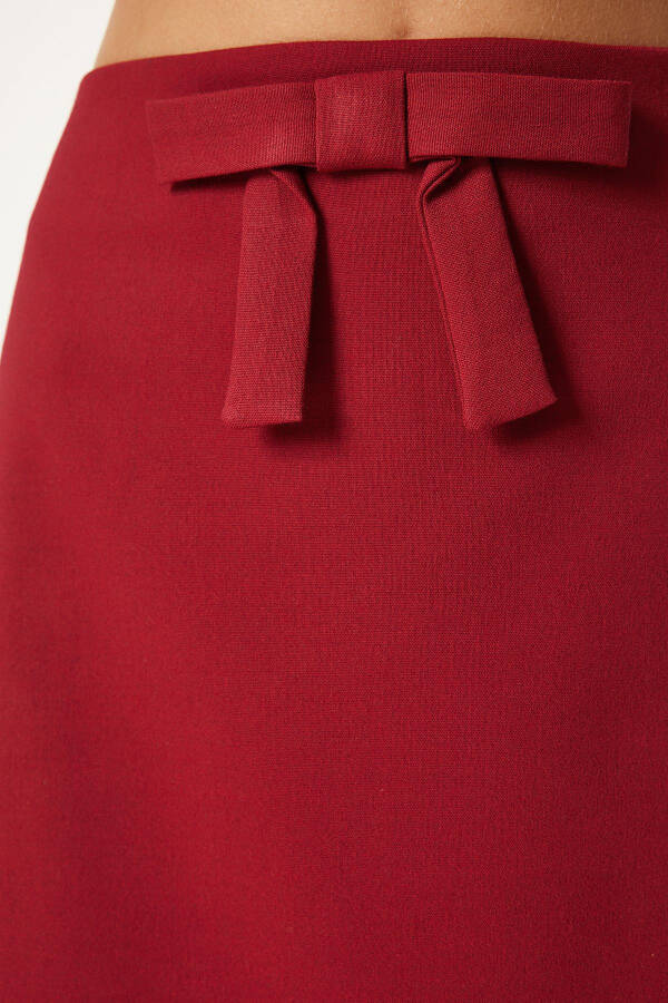 Women's Burgundy Bow Detail Mini Woven Skirt UL00043 - 4
