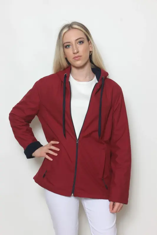 Women's Burgundy Fleece Lined Jacket-BURGUNDY - 3