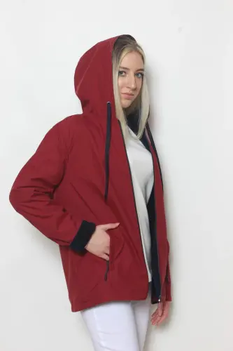 Women's Burgundy Fleece Lined Jacket-BURGUNDY - 5