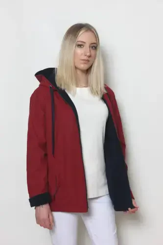 Women's Burgundy Fleece Lined Jacket-BURGUNDY - 1