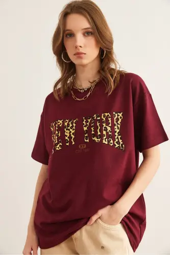 Women's Burgundy Leopard New York Print 2 Rope Comfort Fit - 4