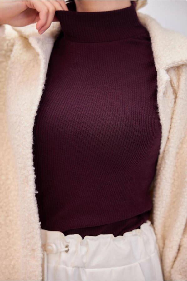 WOMENS Burgundy Sleeveless Fitted Knit Sweater T 8253 - 3