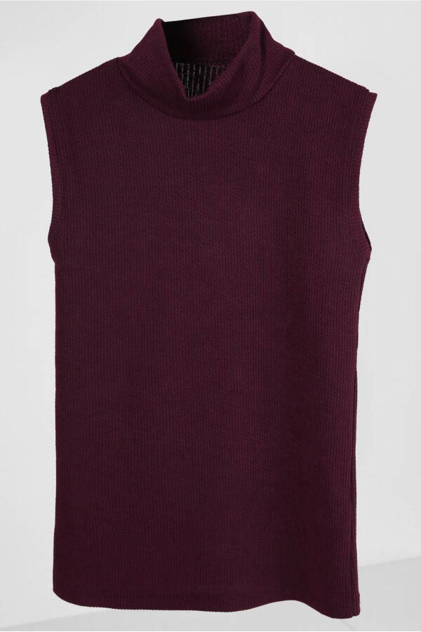 WOMENS Burgundy Sleeveless Fitted Knit Sweater T 8253 - 4