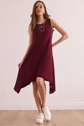 Women's Burgundy Soft Touch Sleeveless Bell Dress ELB-1 