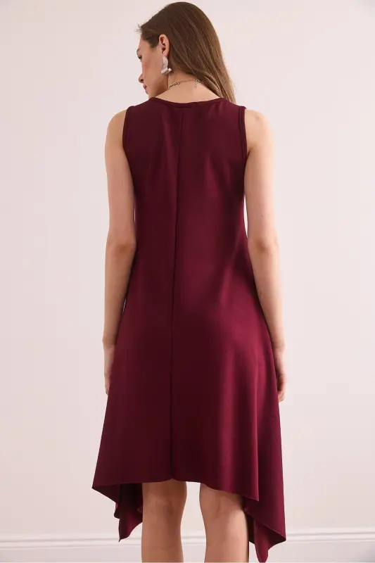 Women's Burgundy Soft Touch Sleeveless Bell Dress ELB-1 - 5