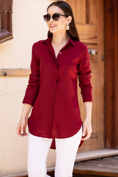 Women's Burgundy Tunic Shirt - 1