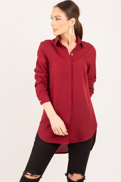 Women's Burgundy Tunic Shirt - 4