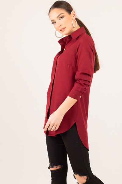 Women's Burgundy Tunic Shirt - 5