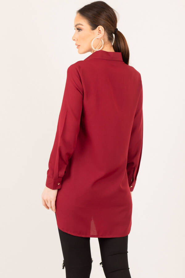 Women's Burgundy Tunic Shirt - 6