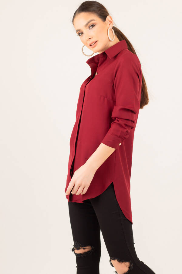 Women's Burgundy Tunic Shirt - 13