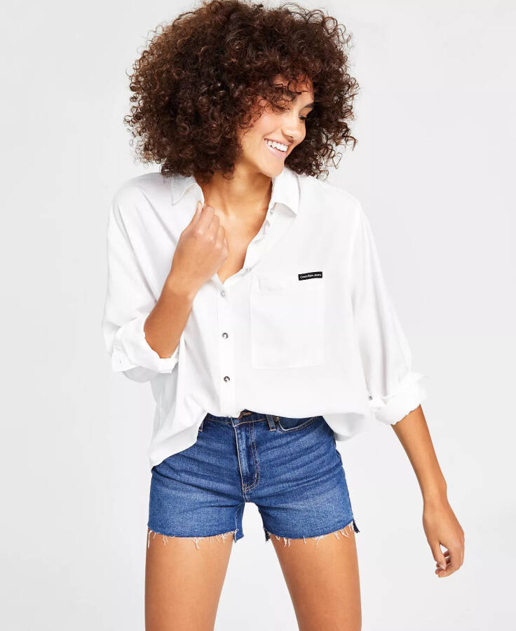 Women's Button-Front Top White - 1