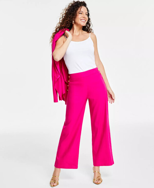 Women's Button-Trim Wide-Leg Pants, Created for Modazone Pink Dragonfruit - 1