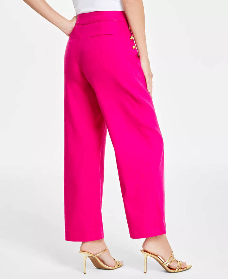 Women's Button-Trim Wide-Leg Pants, Created for Modazone Pink Dragonfruit - 2