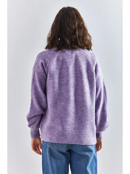 Women's Buttoned Fisherman Neck Striped Knit Sweater - 3