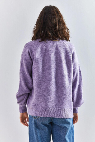 Women's Buttoned Fisherman Neck Striped Knit Sweater - 13