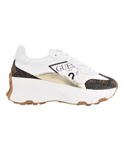 Women's Calebb Chunky Platform Fashion Sneakers - White/Brown Logo - GUESS (1)