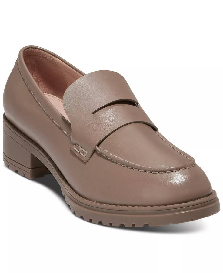 Women's Camea Lug-Sole Penny Loafer Flats Irish Coffee Leather - 1