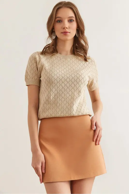 Women's Camel Back Zippered Double Mini Skirt ETK-1 - OLALOOK
