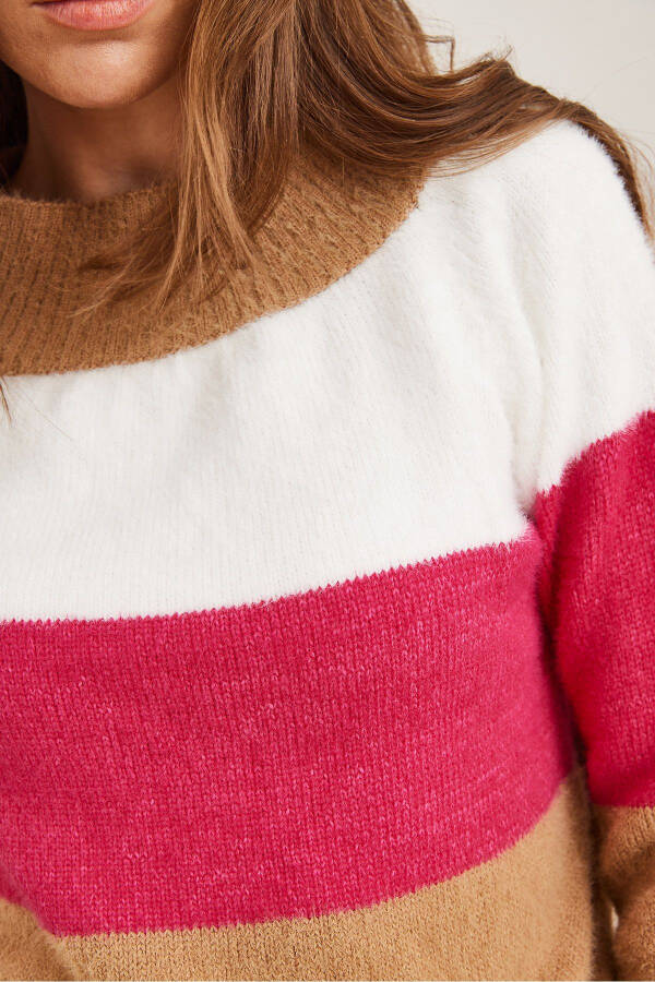 Women's Camel Crewneck Soft Textured Shawl Collar Cardigan Sweater KZK-19000901 - 5