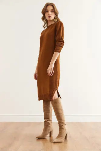 Women's Camel Hair Dress Fisherman's Sweater Knit Set T - OLALOOK (1)