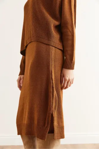 Women's Camel Hair Dress Fisherman's Sweater Knit Set T - 7