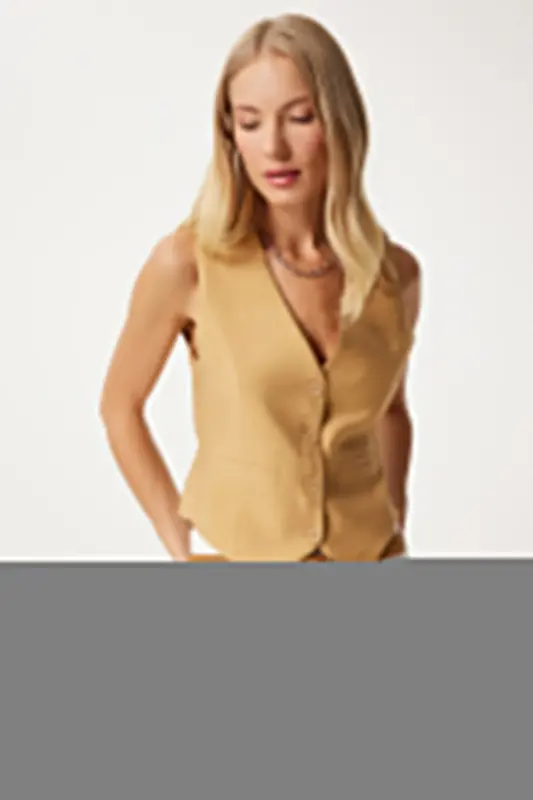 Women's Camel V-Neck Stylish Ayrobin Vest TO00067 - 2