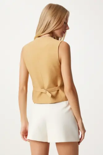 Women's Camel V-Neck Stylish Ayrobin Vest TO00067 - 5