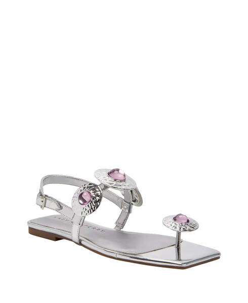 Women's Camie Stone Square Toe Sandals Silver - 13