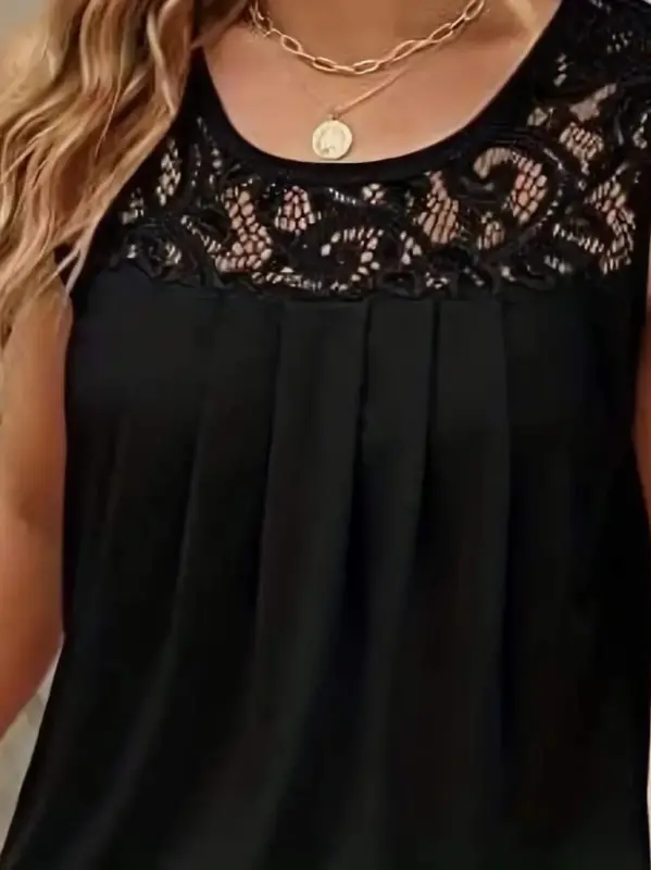 Women's Camisole Round Neck Lace Detailed Viscose Blouse - 2