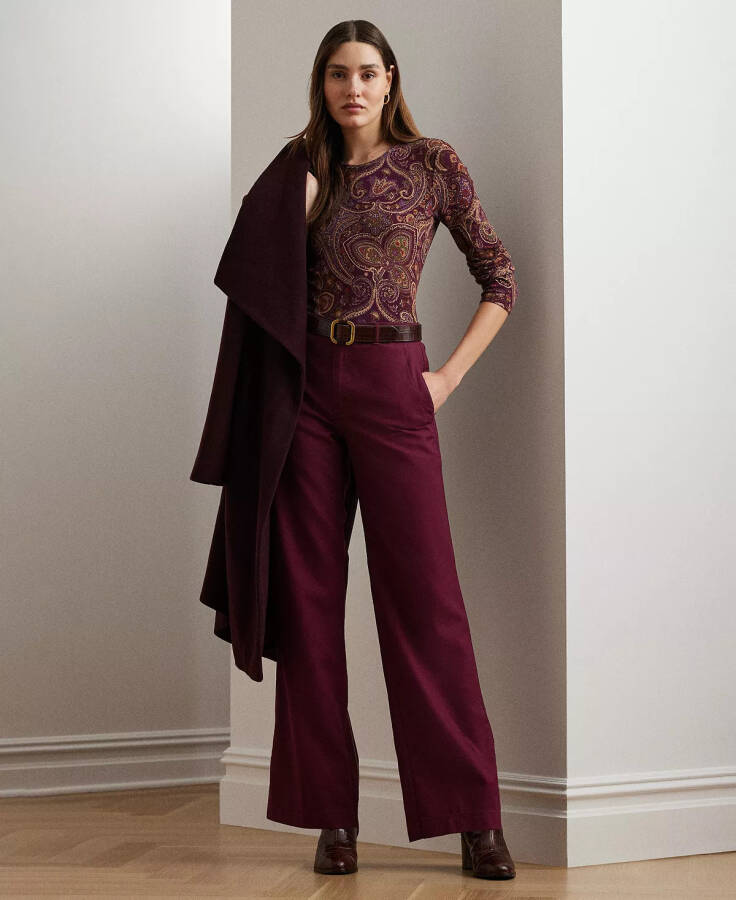 Women's Canvas Wide-Leg Pants Pinot Noir - 4