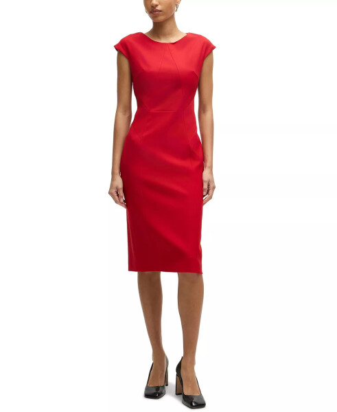 Women's Cap-Sleeve Twill Dress Bright Red - 1