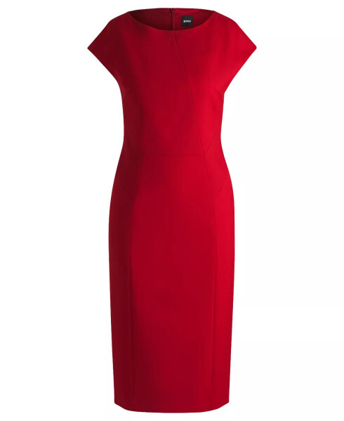 Women's Cap-Sleeve Twill Dress Bright Red - 2