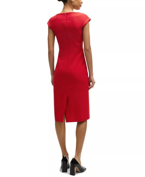 Women's Cap-Sleeve Twill Dress Bright Red - 3