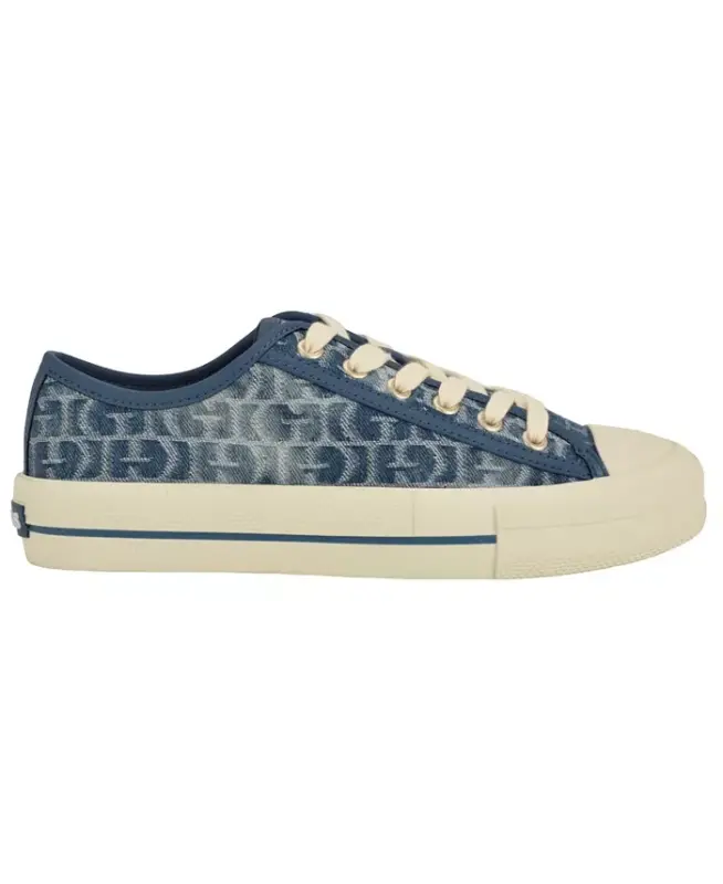 Women's Carey Jacquard Logo Lace-Up Sneakers - Blue Denim Logo - 2