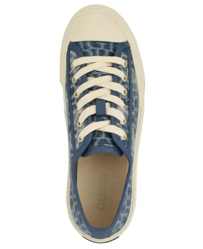 Women's Carey Jacquard Logo Lace-Up Sneakers - Blue Denim Logo - 4