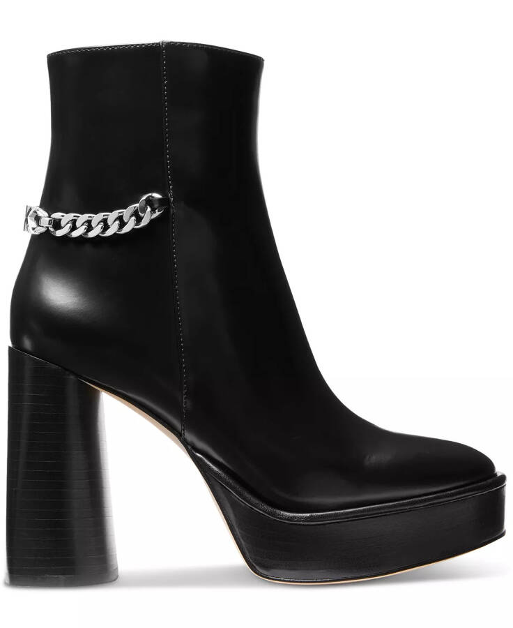 Women's Carlisle Chain-Detail Black High Heel Platform Booties Black - 2