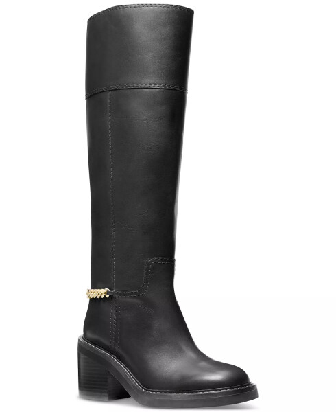 Women's Carlisle Chain-Detail Tall Boots Black - 1