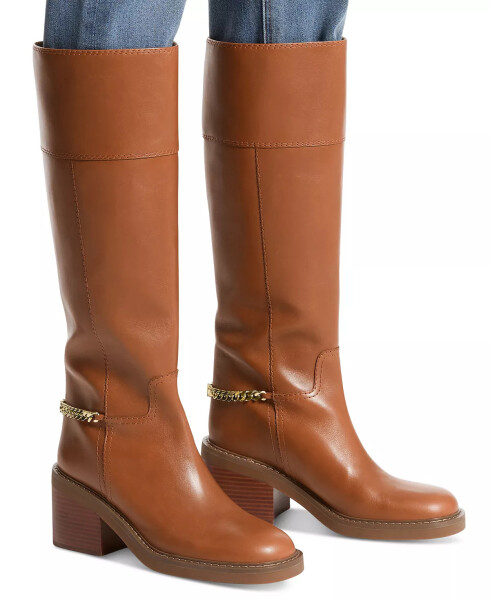 Women's Carlisle Chain-Detail Tall Boots Luggage - 4