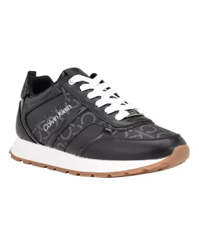 Women's Carlla Round Toe Lace-up Sneakers-Black Multi Logo - 1