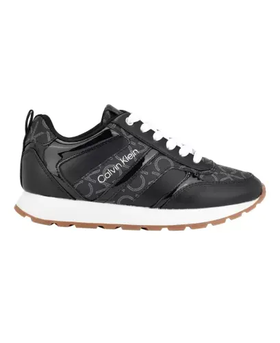 Women's Carlla Round Toe Lace-up Sneakers-Black Multi Logo - CALVIN KLEIN (1)