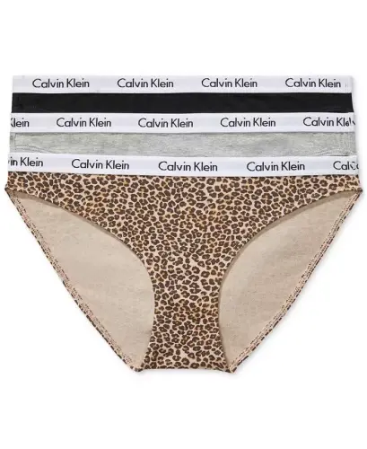 Women's Carousel 3-Pack Bikini Panty Set - Black/Grey/Cheetah Print - 1