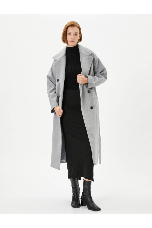 Women's Cashmere Coat (Gray) - 10