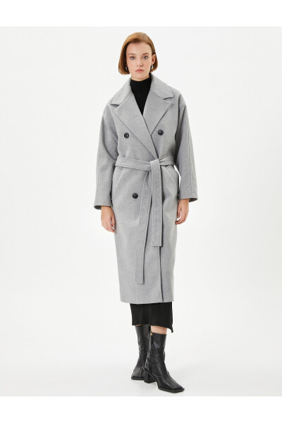 Women's Cashmere Coat (Gray) - 11