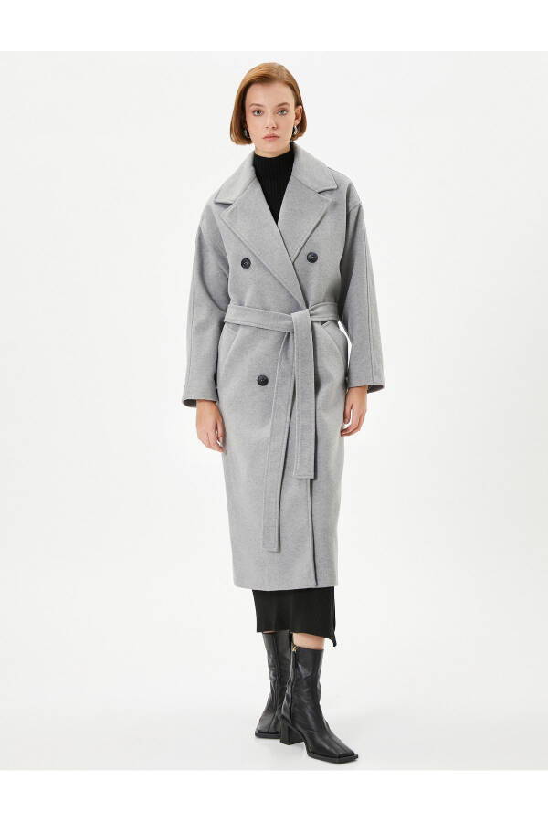 Women's Cashmere Coat (Gray) - 3