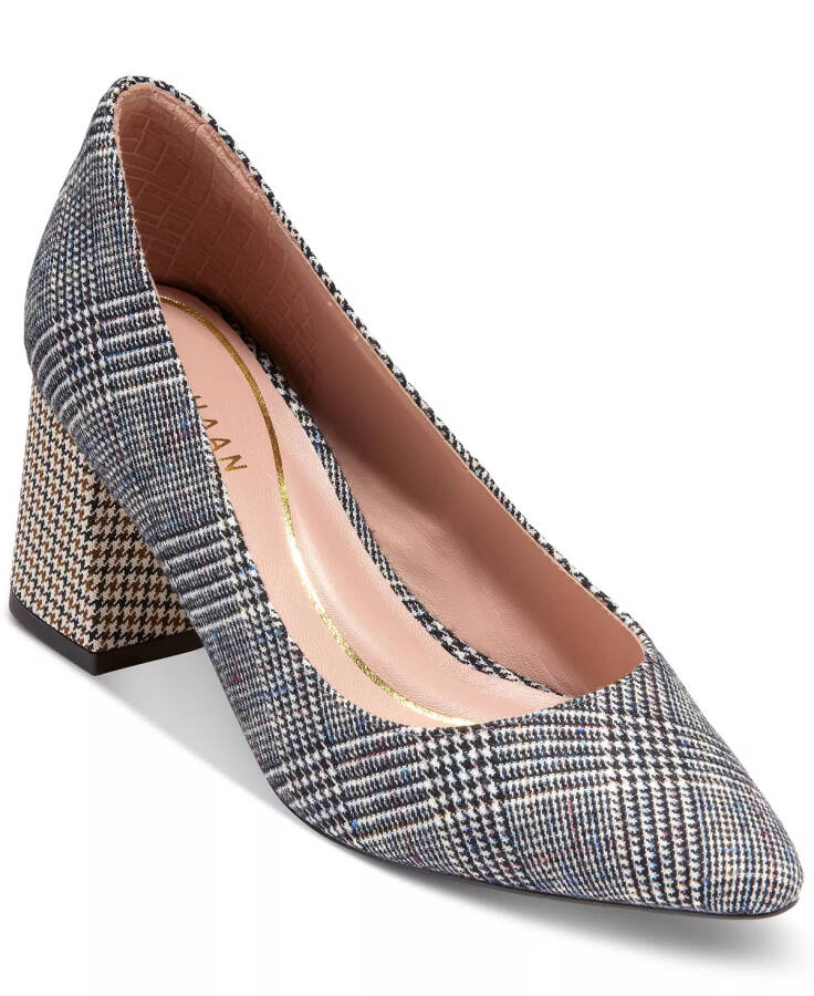 Women's Cassandra Pointed Toe Block Heel Pumps Multi Plaid - 1