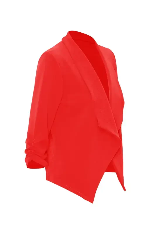 Women's Casual 3/4 Sleeve Solid Open Blazer Jacket - 2