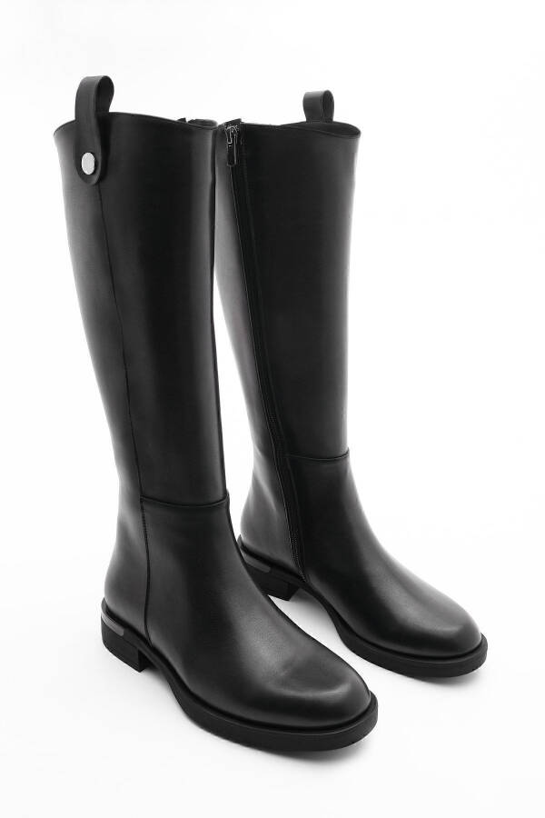 Women's casual boots, knee-high, zippered, black. - 4