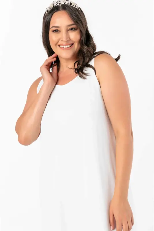 Women's Casual Chiffon Dress KL3066 WHITE - BÜYÜKBEDENIZ