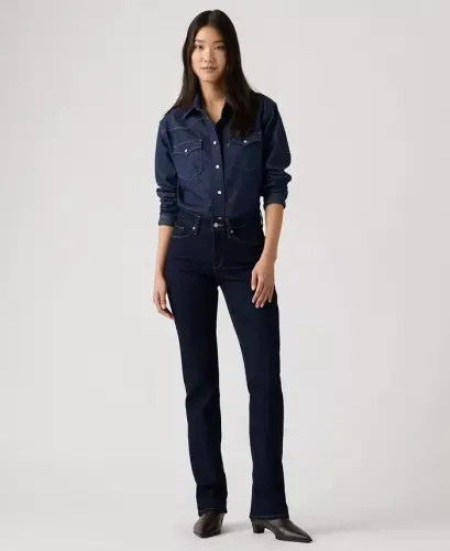 Women's Casual Classic Mid Rise Bootcut Jeans - Darkest Sky - 3