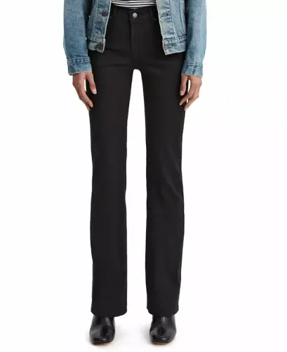 Women's Casual Classic Mid Rise Bootcut Jeans-Soft Black 